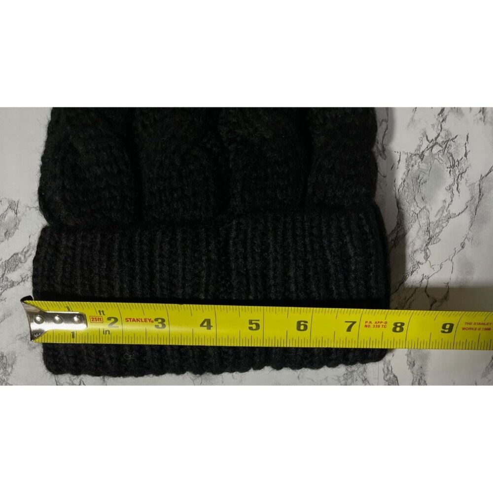 Liz Claiborne Womens Black Cable Knit Beanie Hat One Size Polyester - Picture 3 of 5